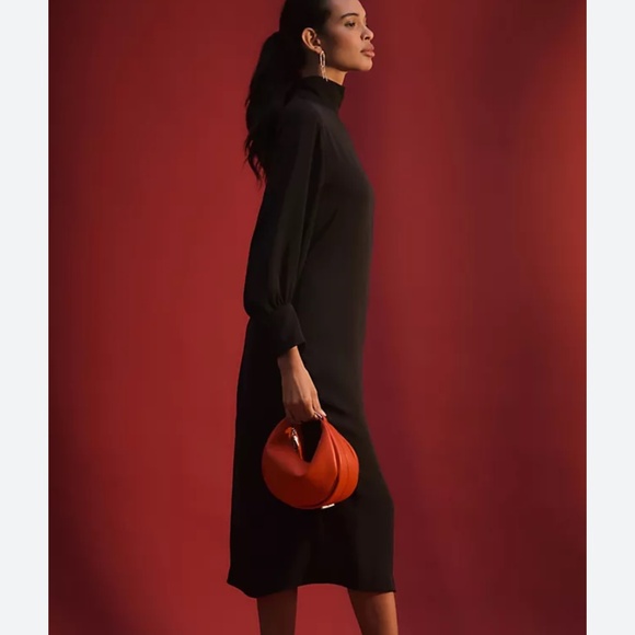 NWT Anthropologie Maeve Long-Sleeve Mock-Neck Midi Dress - Picture 3 of 7